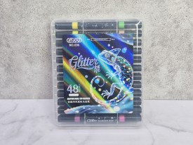 Marcadores negros con glitter doble punta x48